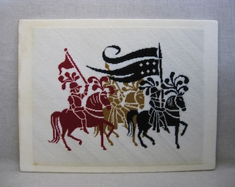 European Style Male Knights Portrait Needlepoint, Shining Armor, Vintage Wall Art Home Décor