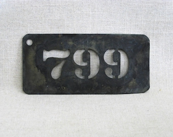 Brass Number Stencil 799, Home Décor Address or Mixed Media Assemblage, Vintage Art Supplies Crafty Gifts