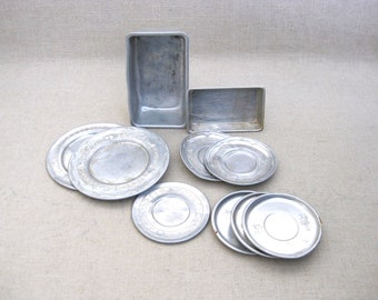 Toy Dishes Miniature Aluminum Doll, Vintage Child Size Kitchen Pans Nursery and Kids Décor