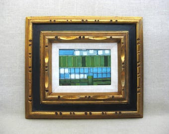Contemporary Abstract Landscape Painting, Original Framed Trees and River Wall Art Modern Home Décor Housewarming Gift