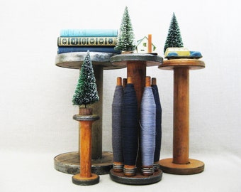 Large Industrial Wooden Spool Collection, Vintage Rustic Cabin and Farm Home Décor