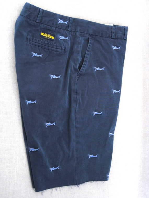 Vintage Embroidered Shark Motif Cotton Shorts Ral… - image 2
