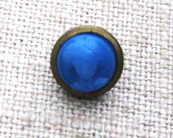 Vintage Antique Glass Button, Blue Jenny Lind Swedish Nightingale Waistcoat Closure