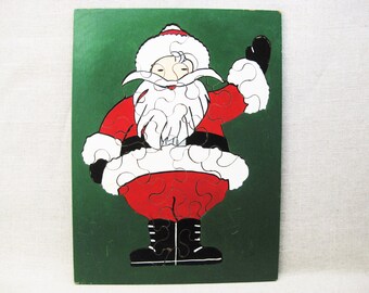 Vintage Santa Claus Jigsaw Puzzle Children's Toys for Christmas and Holiday Folk Art Wall Décor