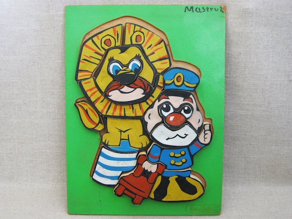 48 Pcs Kids Circus Theme Wooden Jigsaw Puzzle In Frame 