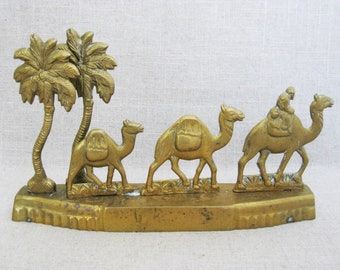 Vintage Camel Sculpture Brass Statue Animal Figurines Exotic Decorative Home Décor