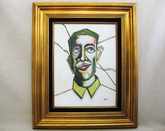 Framed Male Portrait Painting Original Fine Art, Framed Paintings of Men in Vintage Gold Frame Wall Décor
