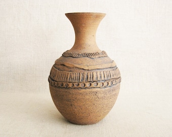 Studio Pottery Ceramic Vase, Flower Vessel, 1970s Fine Art Housewarming Gift