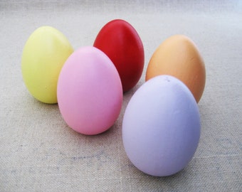 Vintage Decorative Wood Eggs, Set of 5, Collection, Easter Basket Filler, Art and Craft Supplies