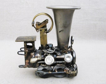 Vintage Sonny Dalton Train Sculpture, Steampunk Locomotive