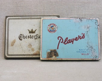 Vintage Tobacco Tins Flat Metal Boxes Small Storage and Organization Tobacianna