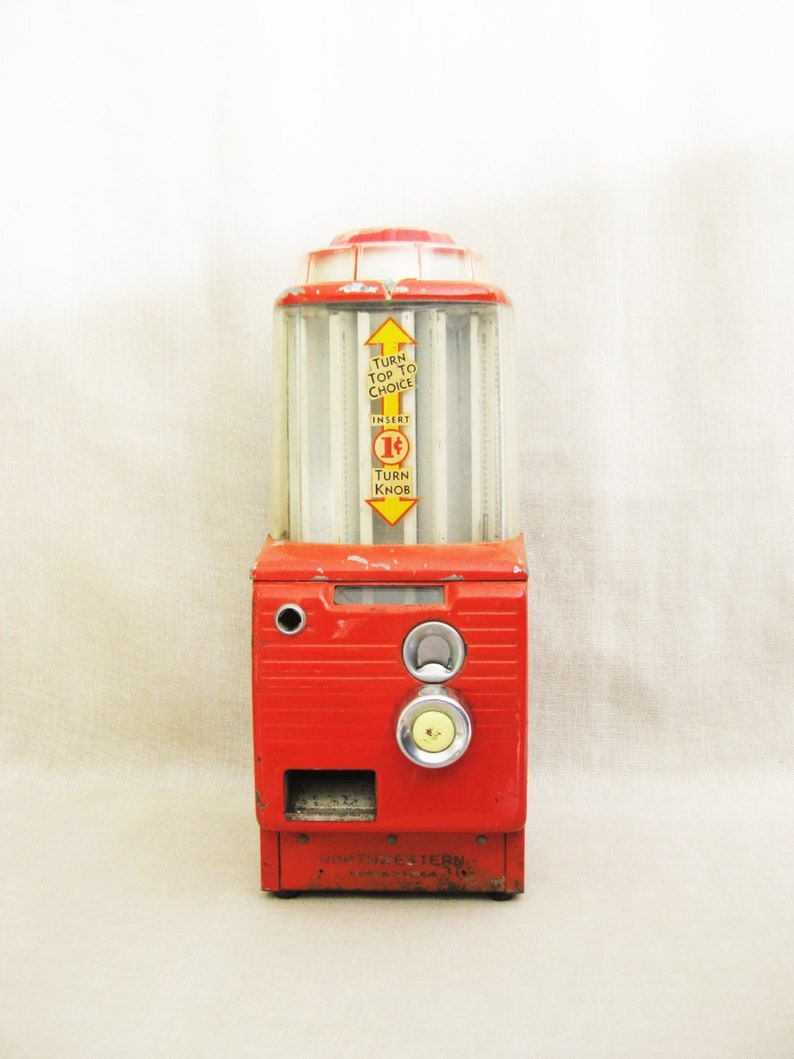 Vintage Penny Coin Operated Candy Vending Machine MidCentury Etsy