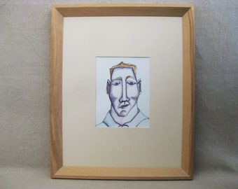 Male Portrait Watercolor Painting Framed Original Fine Art Contemporary Paintings of Men