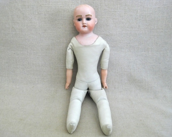 Vintage Leather Body Doll w Antique Bisque Head Custom Made