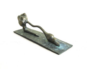 Vintage Surreal Bird Bronze Sculpture, Abstract Modern Metal Statue