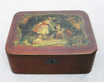 Vintage Wooden Antique Vanity Box Hand Painted European Style, Storage and Organization
