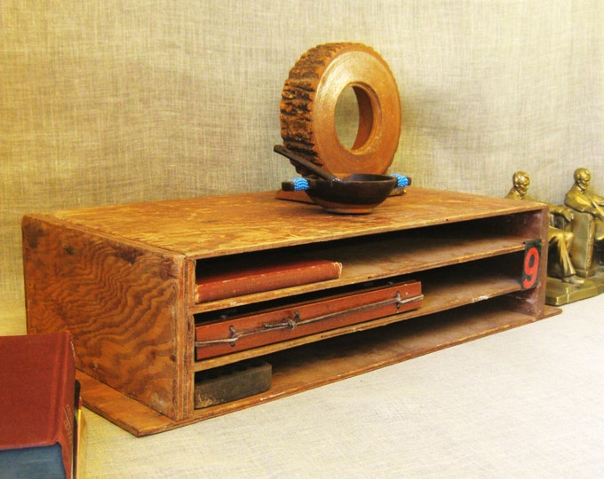 Wooden Flat File / Desk Top Organizer / Folk Art / Handmade / Etsy
