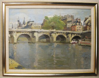 Classical European Landscape Painting, Original Framed Udita Leberg, Impressionism Vintage Wall Art Home Décor