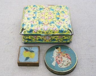 Vintage Metal Vanity Boxes Compacts Small Desk and Dresser Storage and Organization