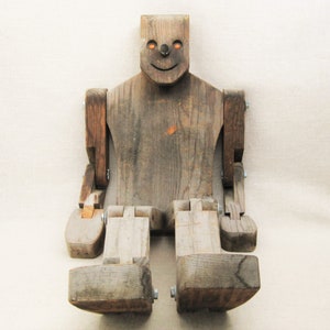 Folk Art Wooden Doll, Life Size Don Ellefson Jointed Male Figure Sculpture Child