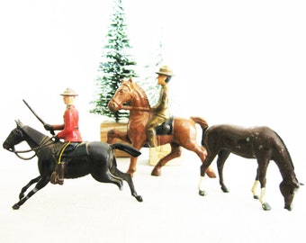 Vintage Miniature Horse Figurines Antique Metal Toys Equestrian Décor Farm and Cabin