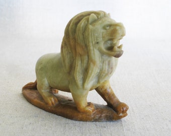 Vintage Carved Stone Lion Figurine, Animal Carvings