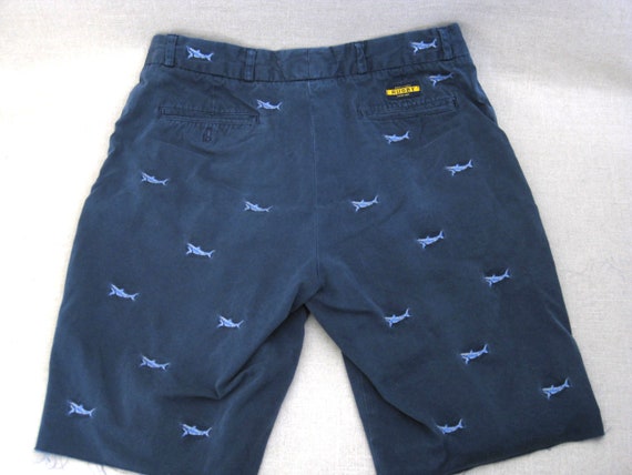 Vintage Embroidered Shark Motif Cotton Shorts Ral… - image 4