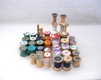 Vintage Wooden Thread Spools, Sewing Supply and Décor