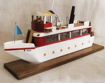 Vintage Folk Art Wooden Ship Canada Handmade Boats Nautical Beach House and Coastal Décor