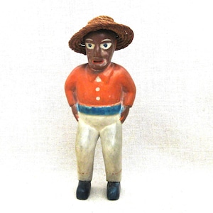 Folk Art Male Figure Portrait Carving Sculpture, Vintage Latin American Hand Carved Rustic Cabin Décor
