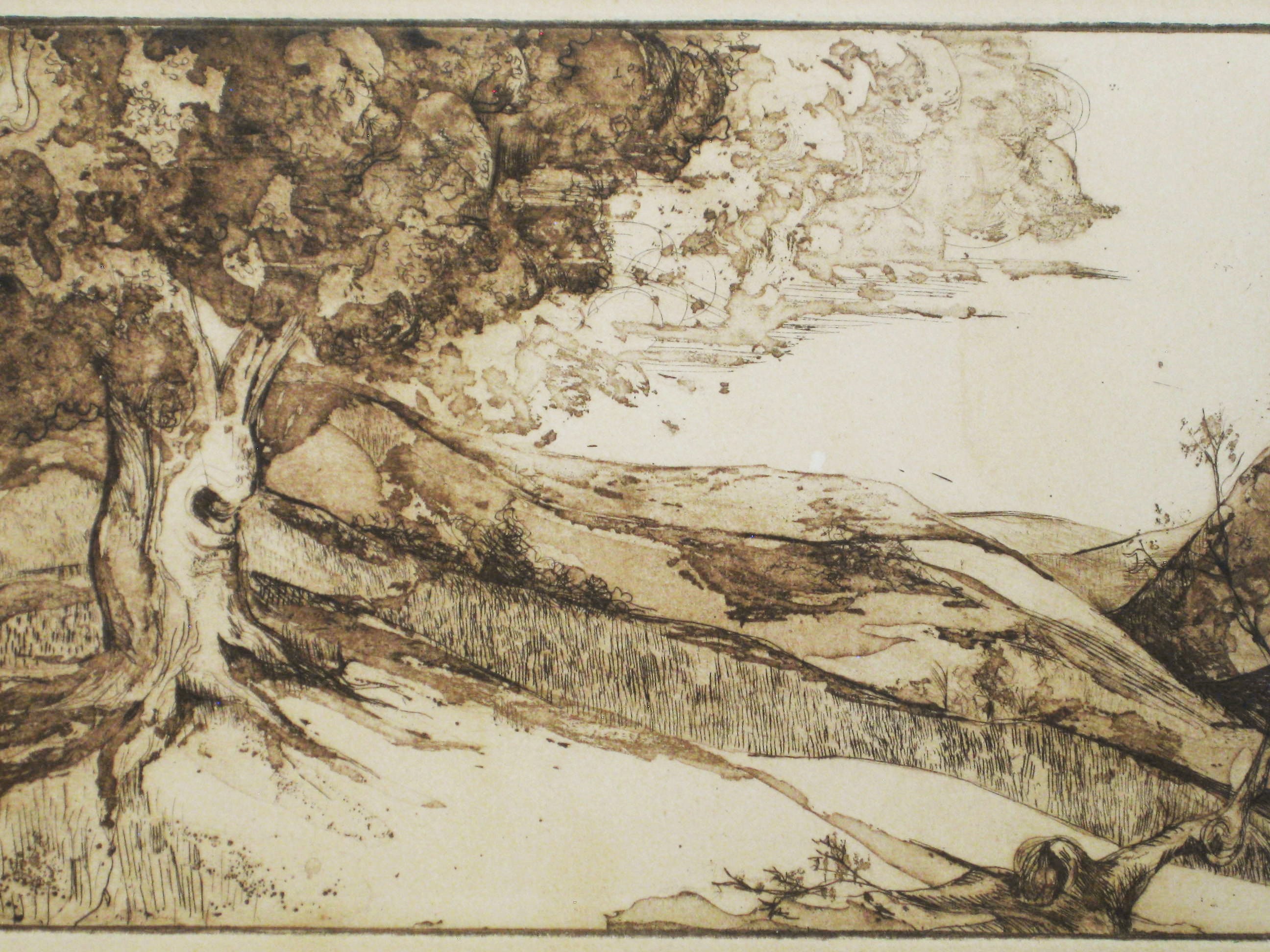 Vintage Landscape Engraving, Original Fine Art Etching, Fine Art Print