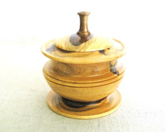Round Wooden Box, Treenware Storage and Organization, Vintage Desk and Dresser Décor