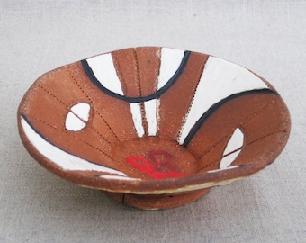 Vintage Mid-Century Pottery Bowl, Fine Art Ceramic Bowl
