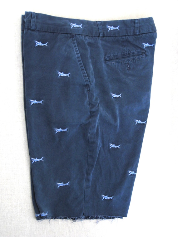 Vintage Embroidered Shark Motif Cotton Shorts Ral… - image 3