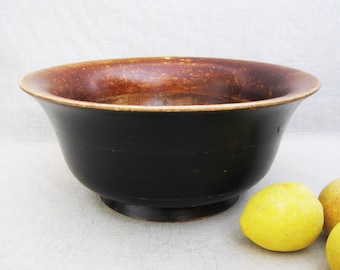 Vintage Wooden Bowl Asian Style Rustic Primitive Décor