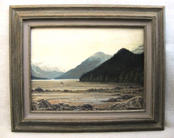 Vintage Landscape Painting, Mel Garbark, Framed Original Fine Art, Nature and Wildlife Artist