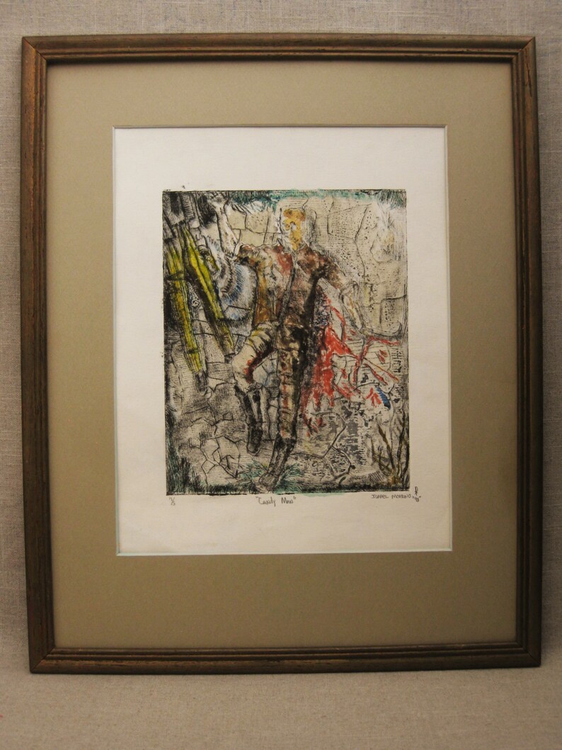Dark Art Wall Decor Framed Original Fine Art Print Vintage Male Portrait Surreal Engraving