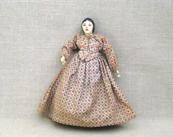 Vintage Folk Art Doll, Dollmaker Johanna Chavre, Salt Lake City, Rustic Primitive Toys