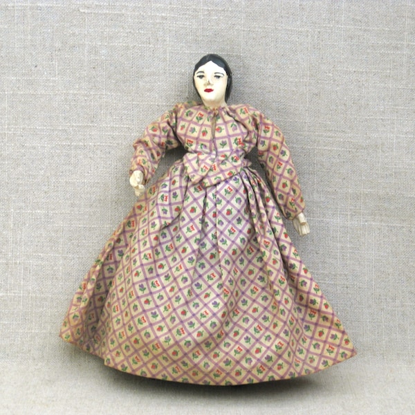 Vintage Folk Art Doll, Dollmaker Johanna Chavre, Salt Lake City, Rustic Primitive Toys