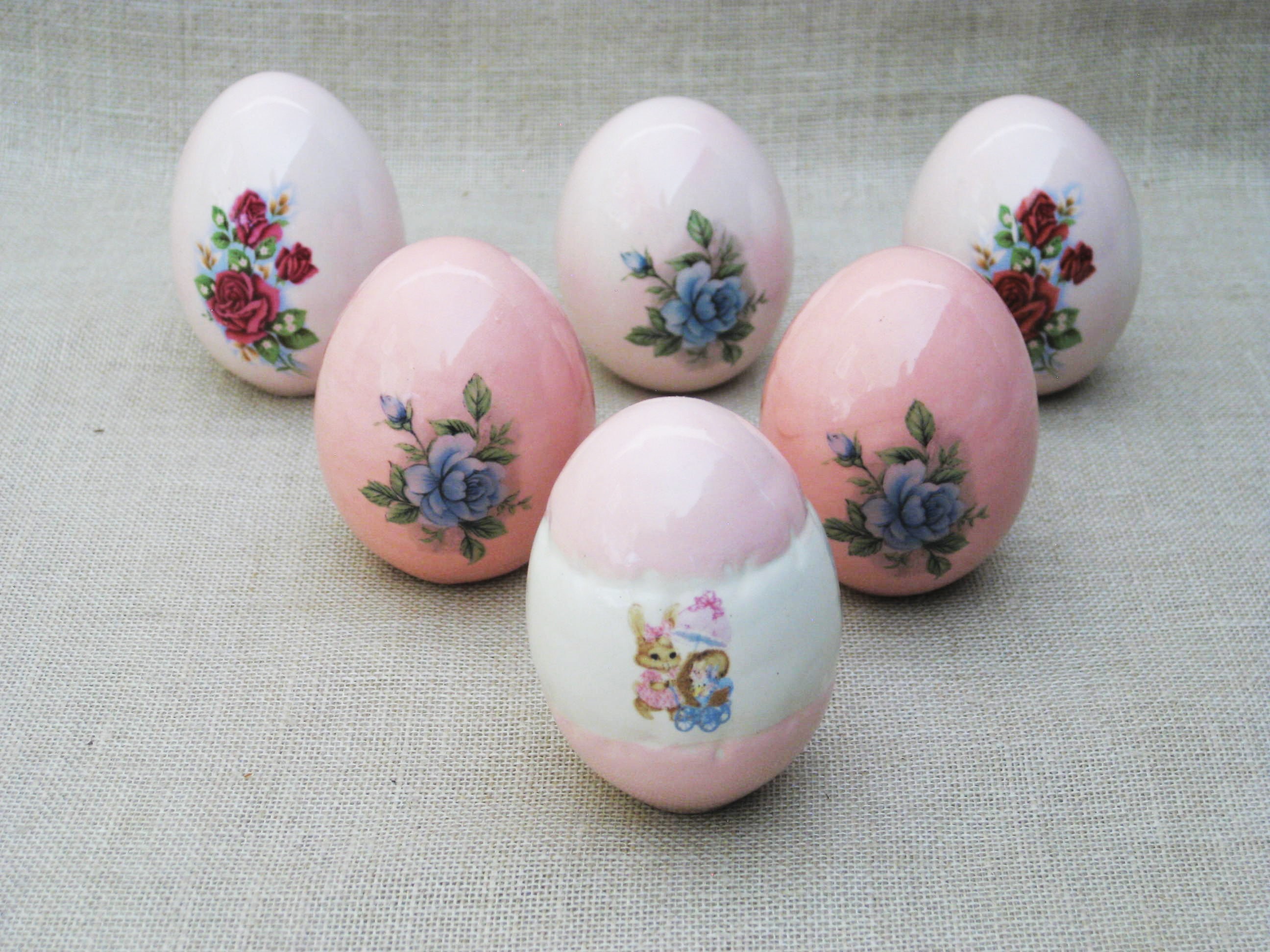 Vintage Easter Eggs, Ceramic Collection, Bowl and Basket Filler, Mini