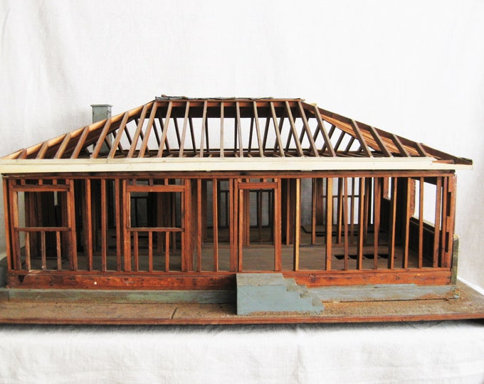 Featured listing image: Vintage Scale Model House, Folk Art House, Scale Buildings, Mid-Century