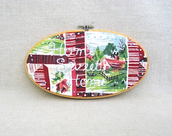 Home Sweet Home, Hoop Art Hand Embroidery Christmas Wall Décor