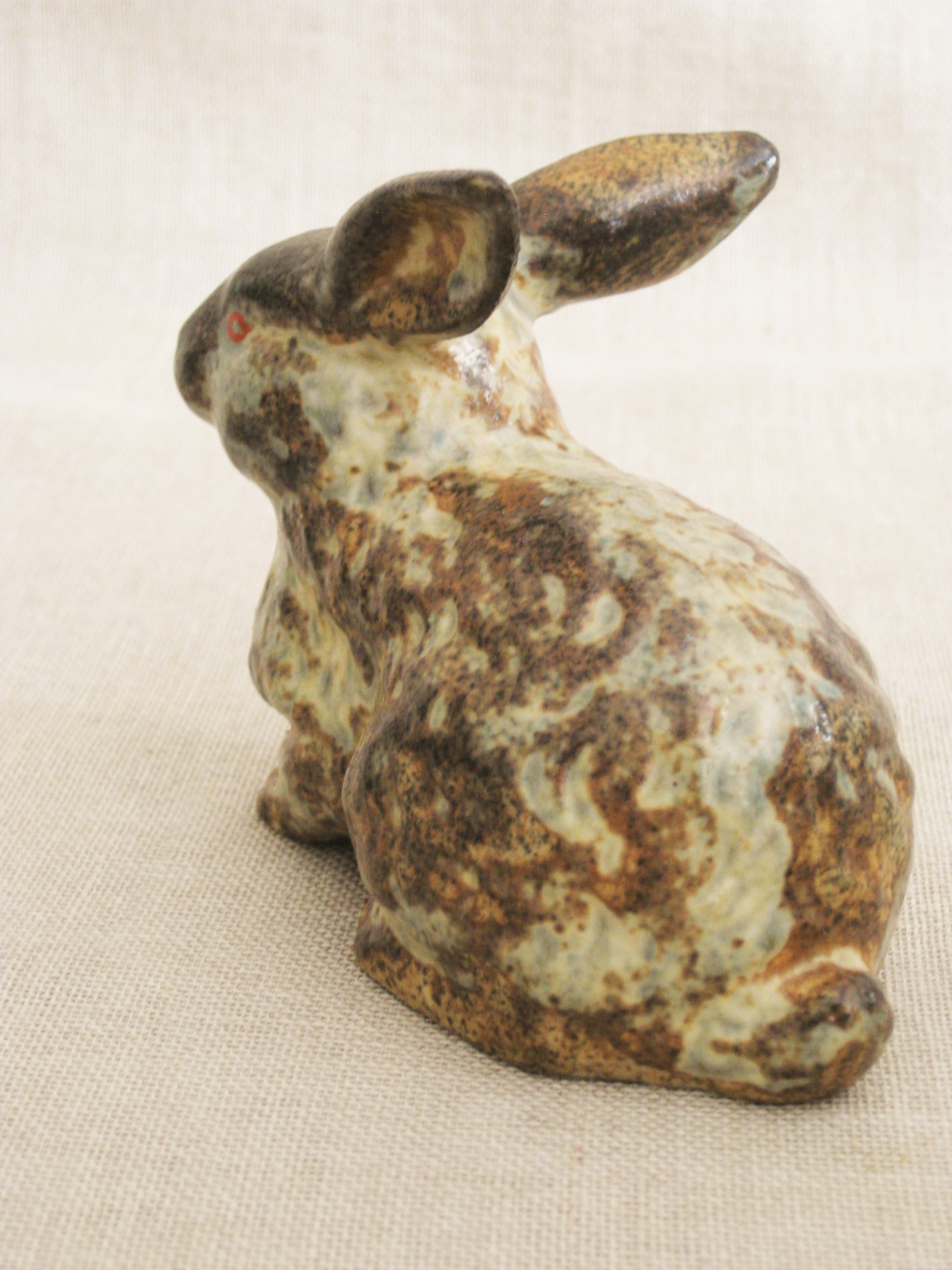 Vintage Ceramic Bunny Figurine, Japan, Pottery, Easter Decor, Garden Animals, Rabbit, Earthtone