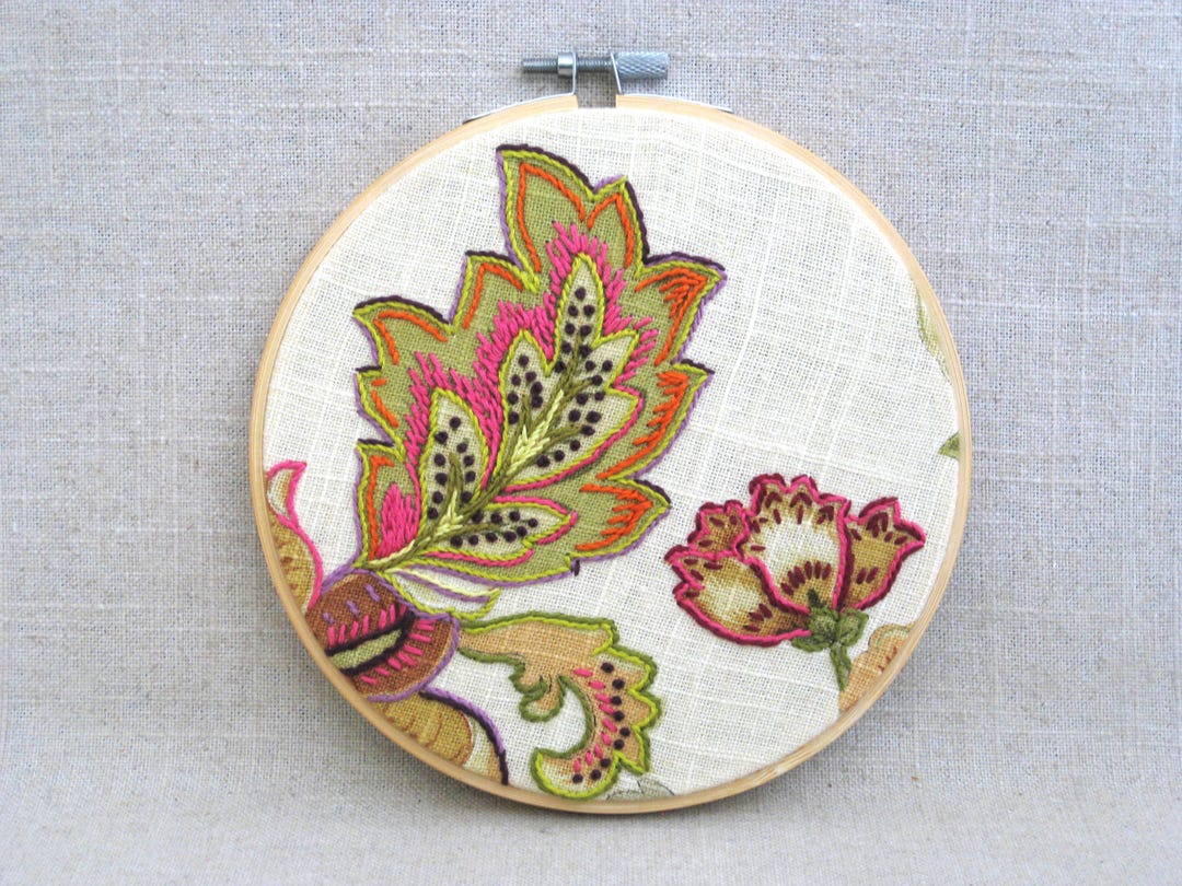 Flower Hoop Art Hand Embroidery, Floral Wall Décor Wedding Gift Cottage ...