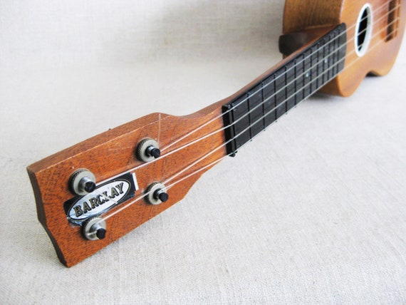 Vintage Barclay Ukulele, Wooden String Musical Instrument in