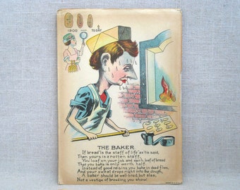 Vintage Vinegar Valentines Day Card Early 1900s The Baker Humorous Mean Holiday Greeting