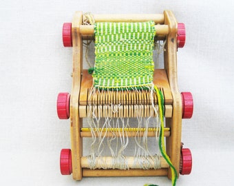 Weaving Loom, Child Table Top Size Wooden Art Tools, Vintage Paul Bon Hop