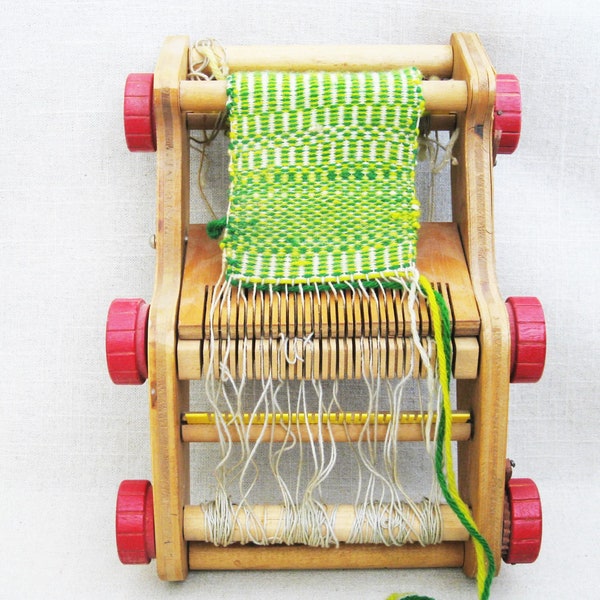 Weaving Loom, Child Table Top Size Wooden Art Tools, Vintage Paul Bon Hop
