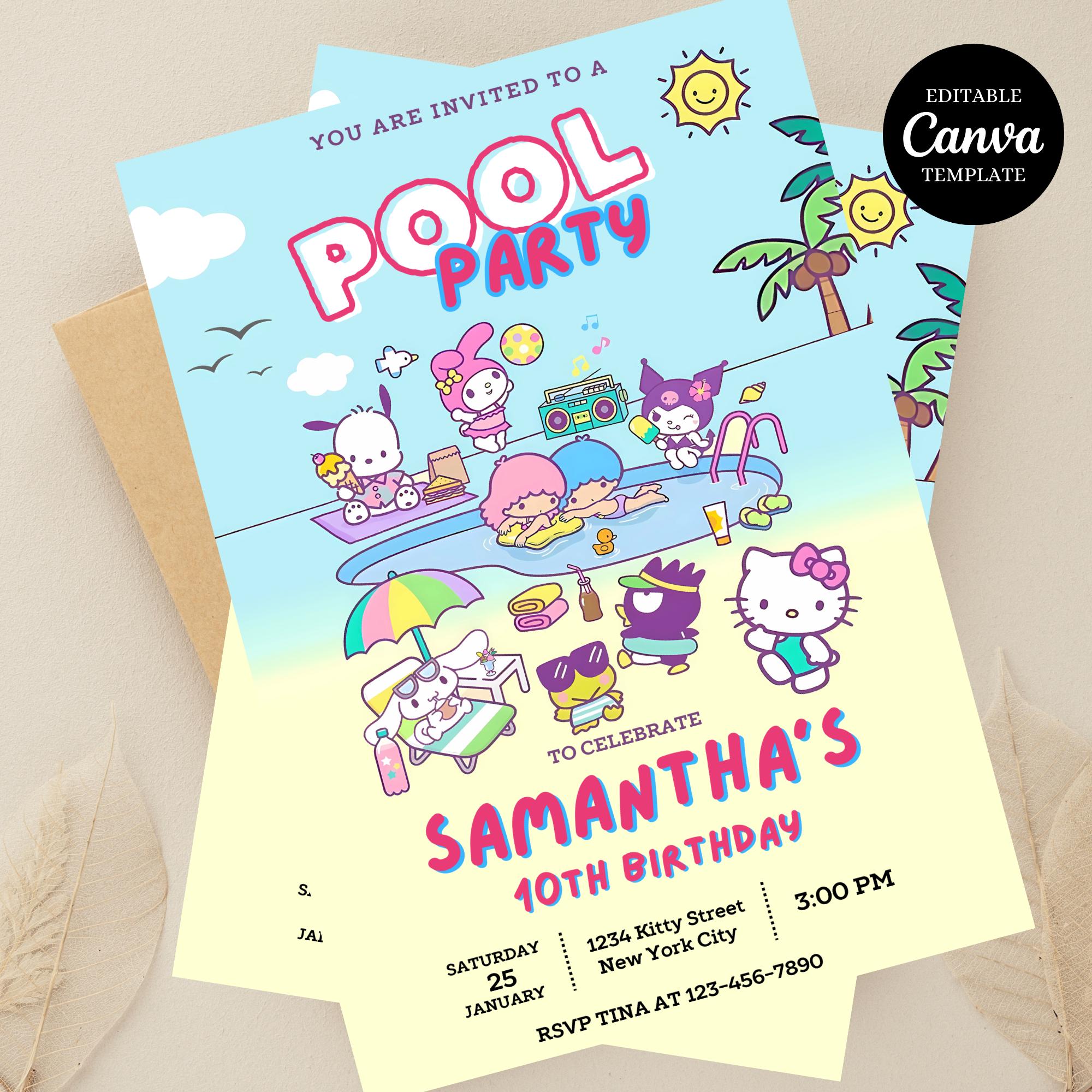 Hello Kitty Pool Party Invitations Hello Kitty Invitation