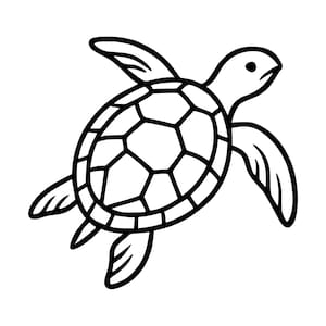 Havssköldpadda Line Art SVG, kontur Clipart, klippfil (direkt nedladdning)